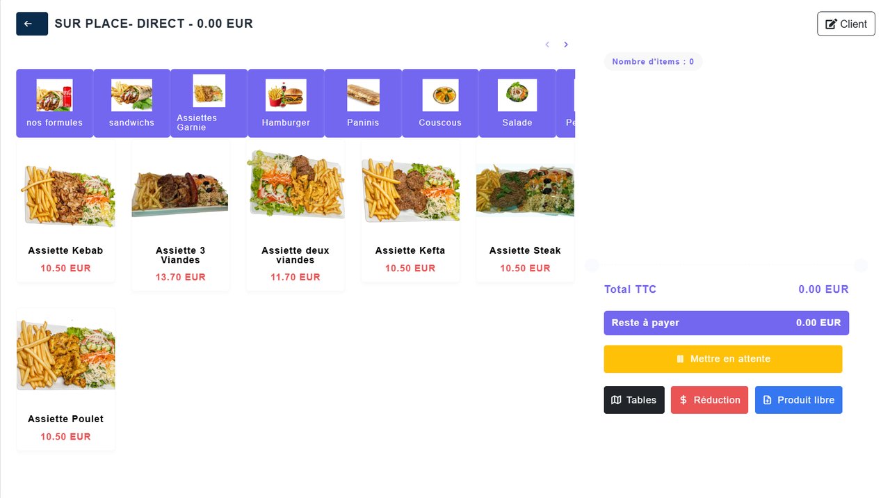 Prise de commande sur le logiciel de caisse Locatouch
