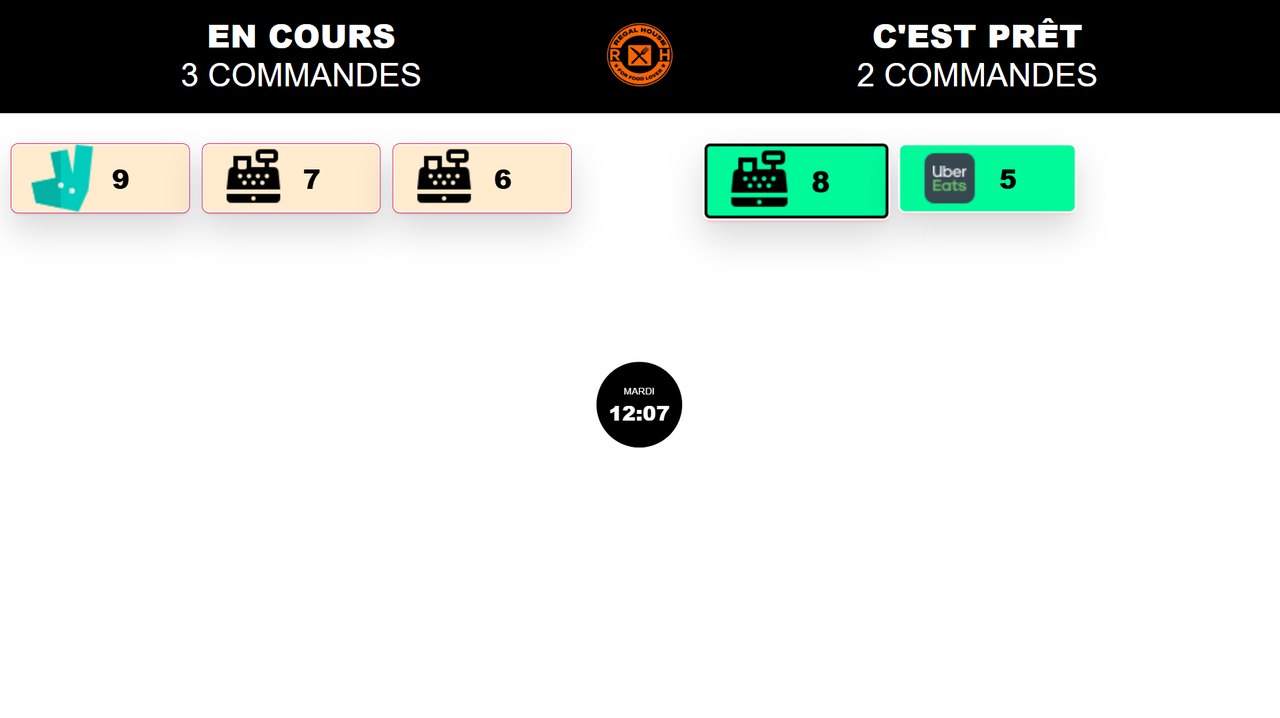 Écran d’appel client Locatouch : commandes en cours et commandes prêtes