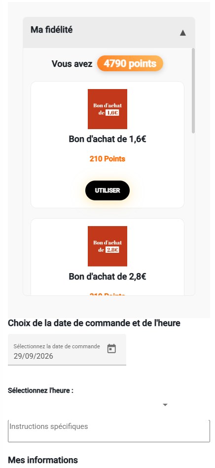 Catalogue de récompenses : bons d’achat échangeables contre des points